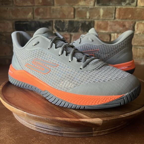 Skechers Viper Court Pro Pickleball Shoes Sneakers Gray Orange Men's 13 - Picture 2 of 16